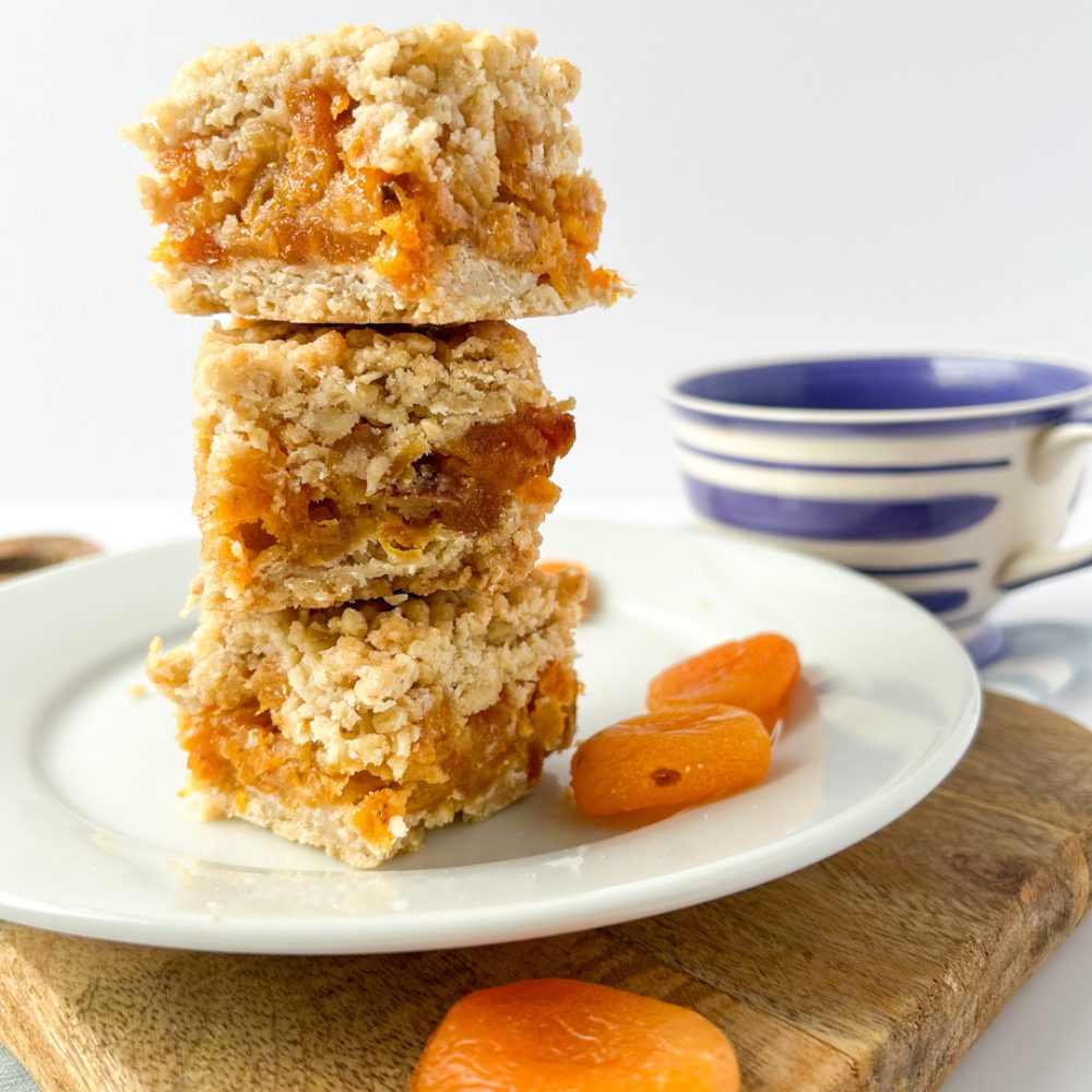 apricot and butter oat tray bake stacked