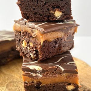 billionaire brownie tray bake with belgian chocolate luxury caramel and butter