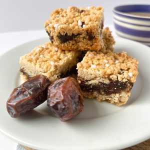 date and butter oat traybake cut into squares