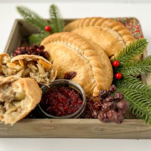 Turkey and cranberry festive pasties display